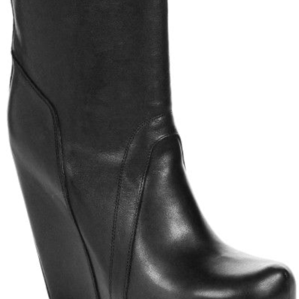 Rick Owens Women’s Leather Mid-calf Wedge Boots